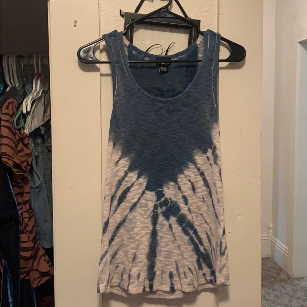 Sheer blue tie dye tank